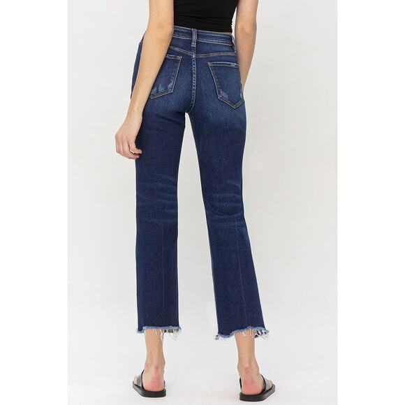 Flying Monkey High Rise Uneven Raw Hem Crop Straight Jeans - F5183 - Size 24 - Picture 5 of 8